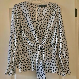 Animal Print Ruffle Sleeve Top, Size L
